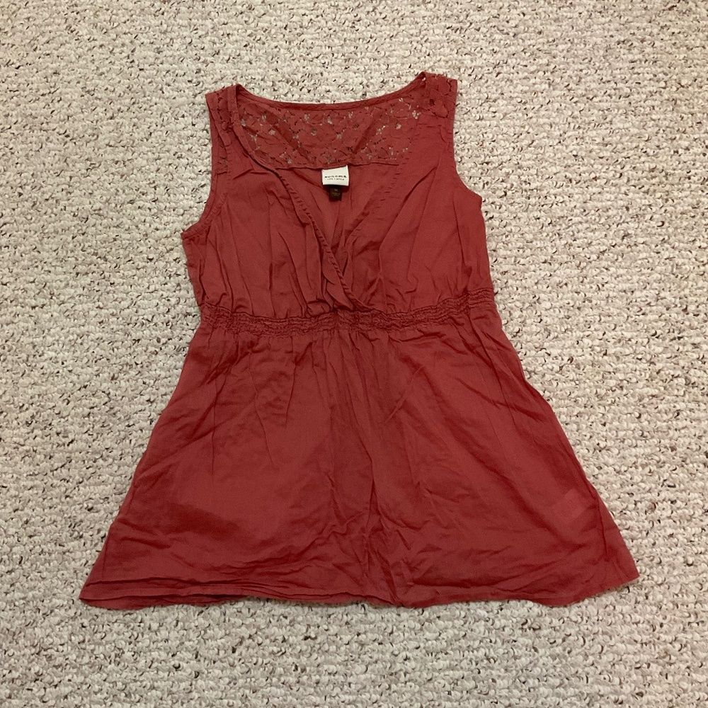 Women's Sleeveless V-Neck Top - Rust - Picture 5 of 9